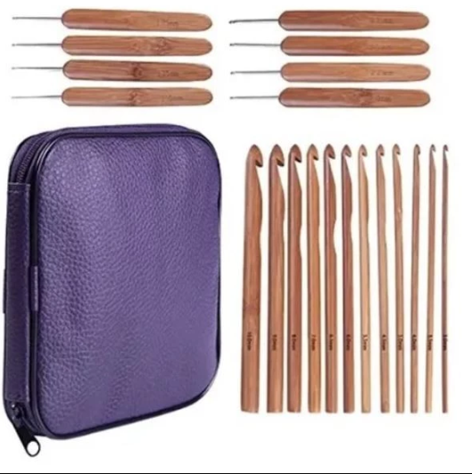 Kit 20 Agulhas de Crochê Bambu-Bazar Setti