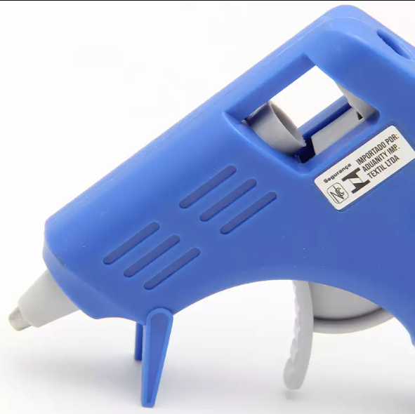 pistola cola quente azul detalhes