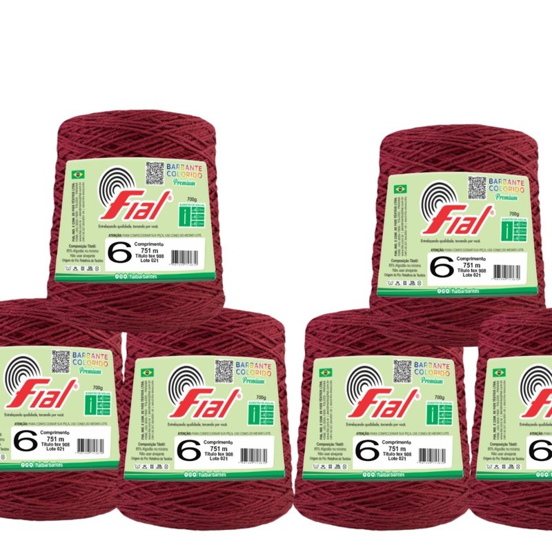 Kit 6 Barbantes Fial Nº6 700 Gramas-Bazar Setti