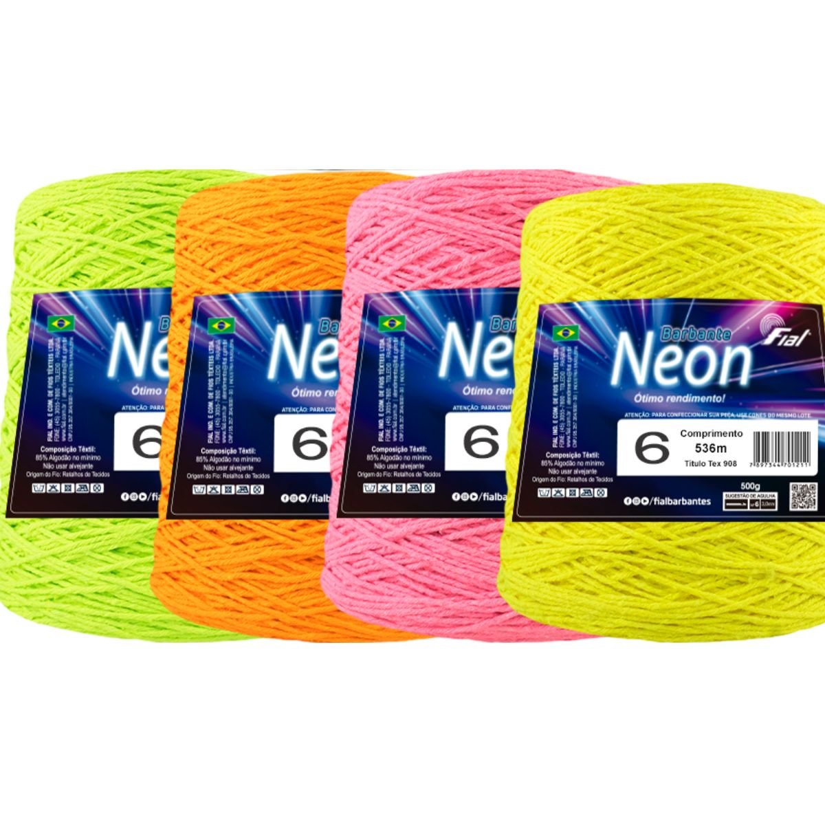 barbante fial neon 500 gramas cores
