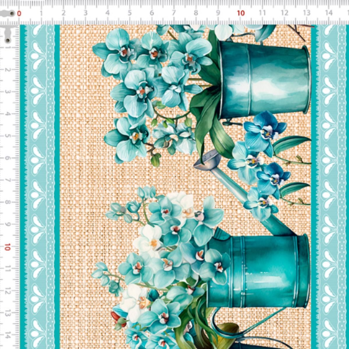 tricoline digital barrados flores tamanho real