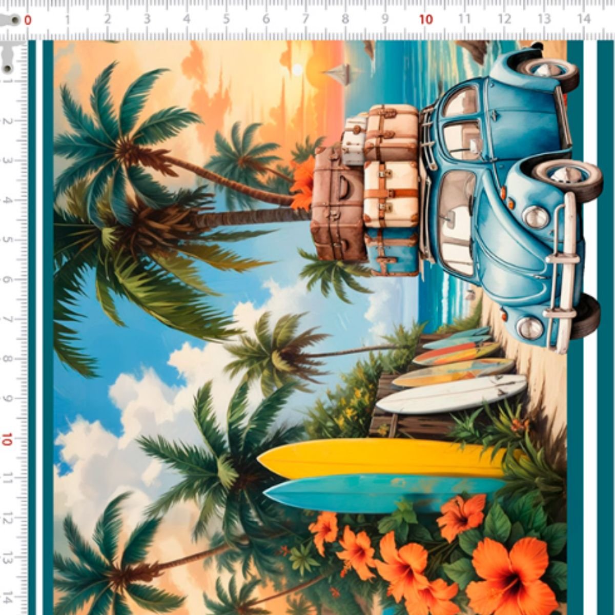 tricoline digital barrados tropical tamanho real