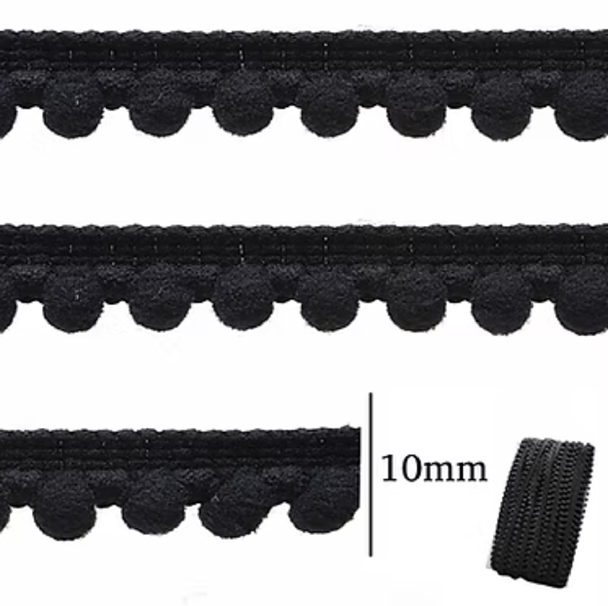pompom 10mm preto