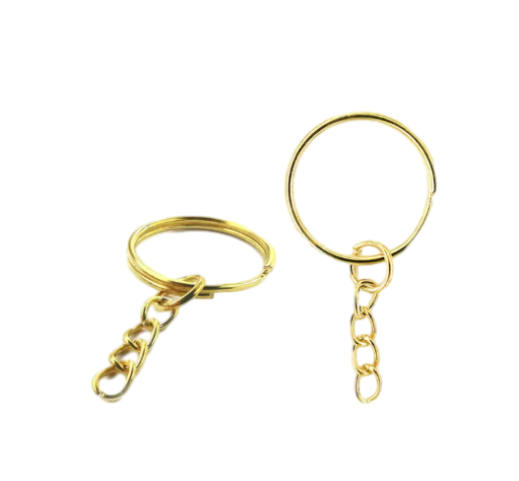 argola dourado para chaveiro 2 cm com corrente duzia 2