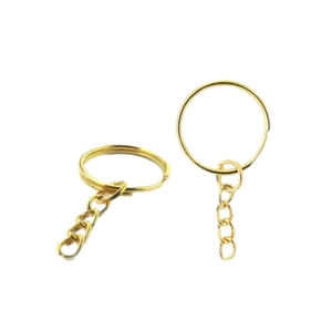 argola dourado para chaveiro 2 cm com corrente duzia 2