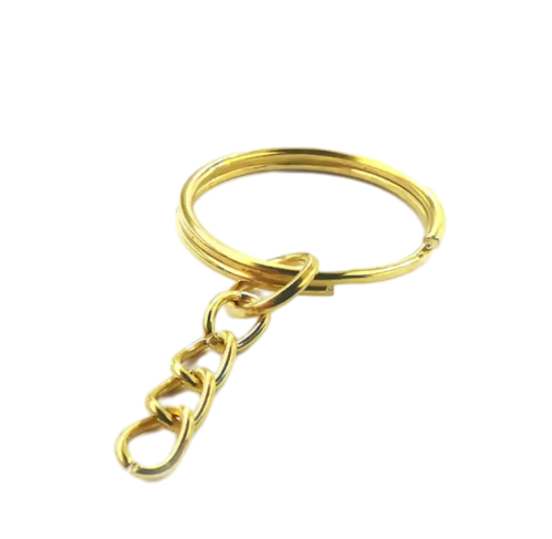 argola dourado para chaveiro 2 cm com corrente duzia