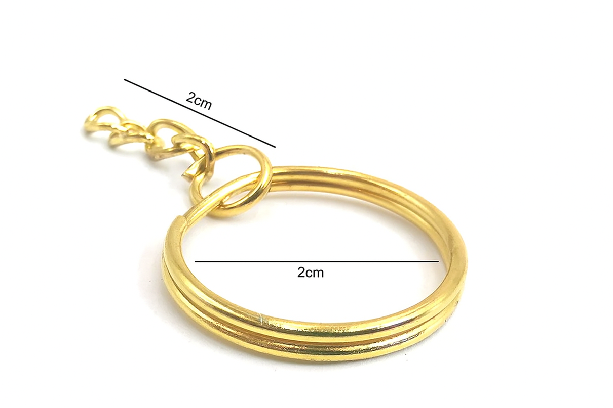 argola dourado para chaveiro 2 cm com corrente duzia 3