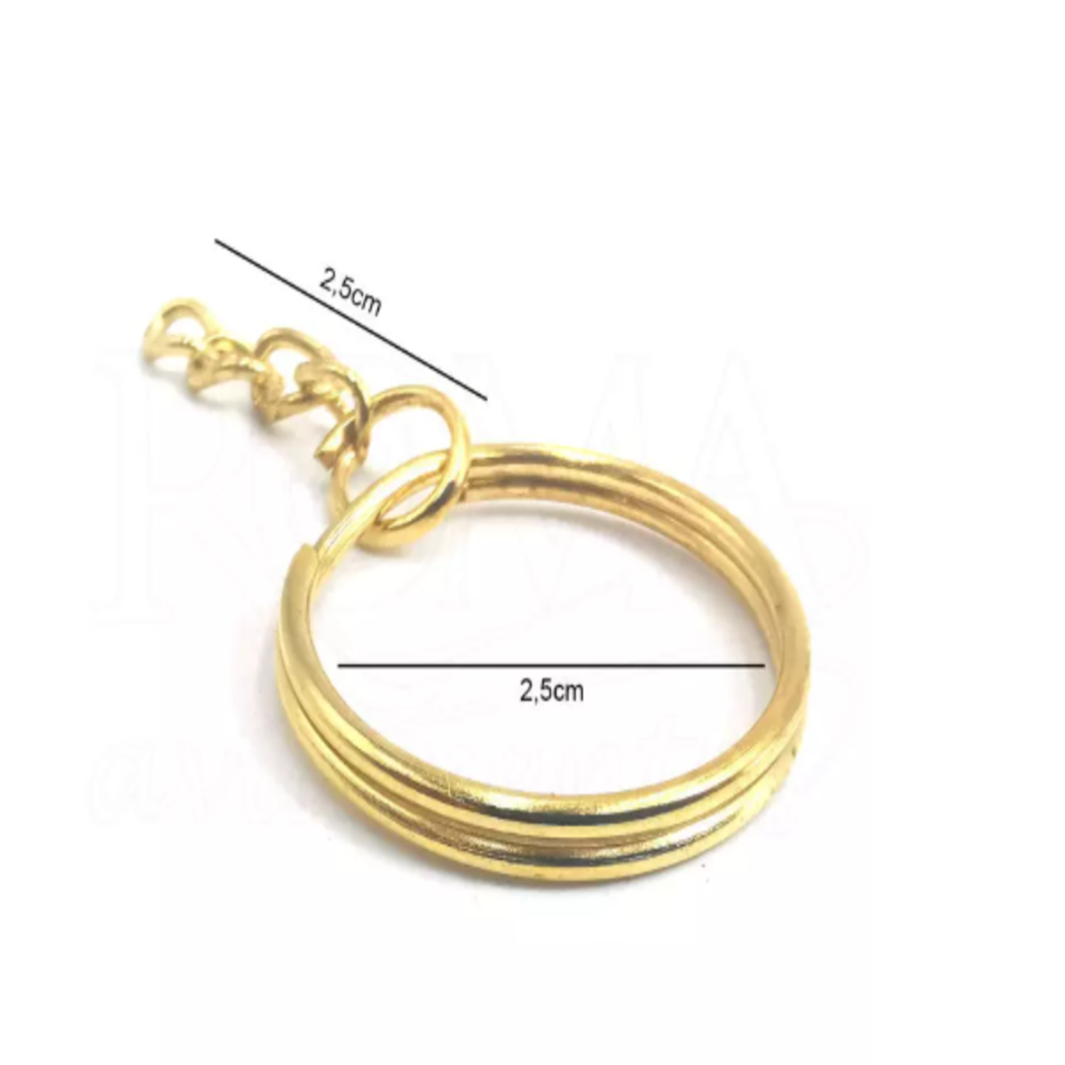 argola dourado para chaveiro 2 5 cm com corrente duzia 1