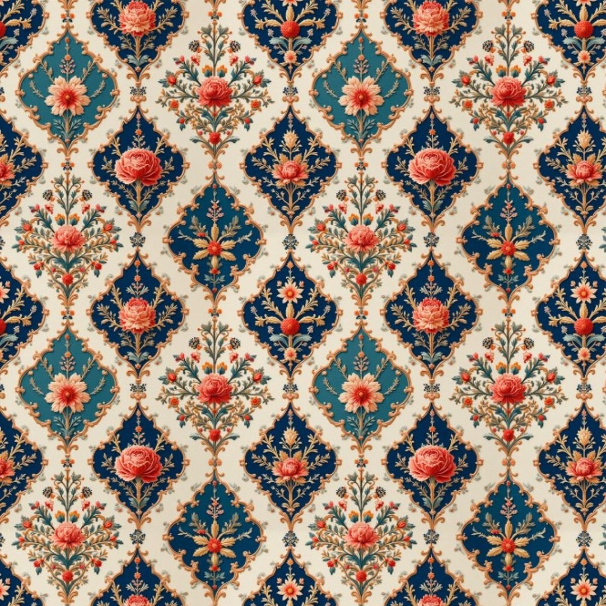 tecido tricoline digital damasco floral imperial