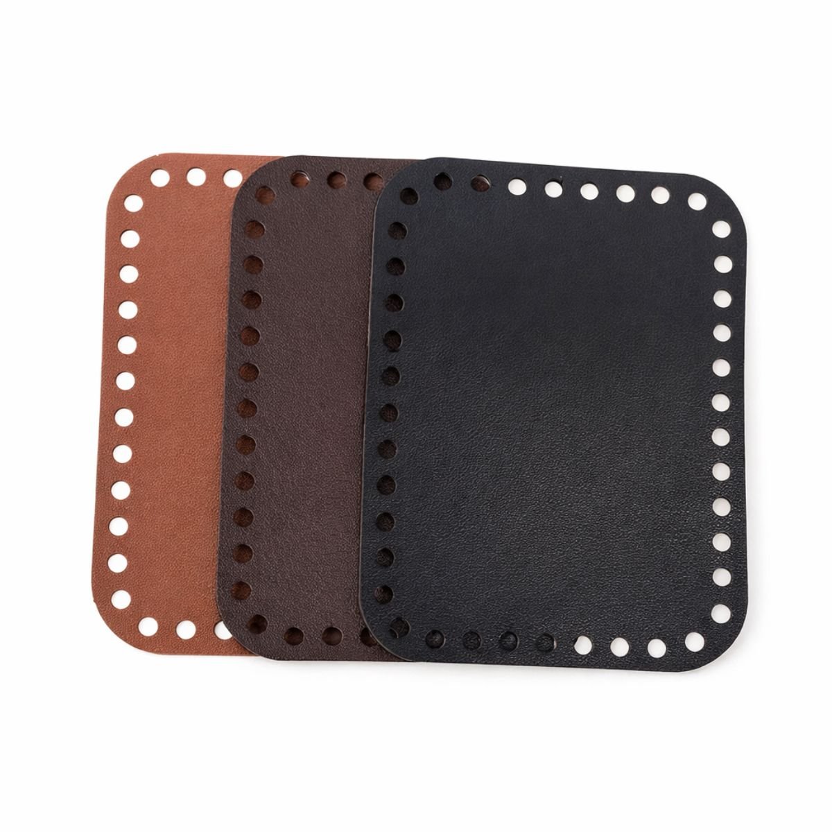 Base Retangular em Couro Sintético com Furos para Crochê 26 cm x