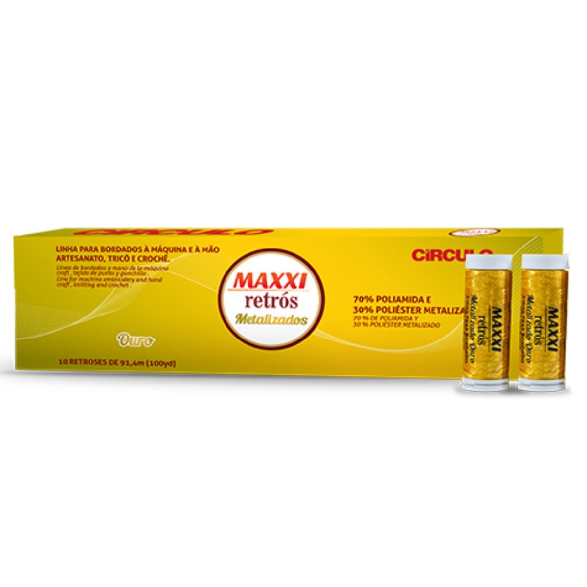 linha metalizada ouro maxxi retros circulo para bordado e costura 1